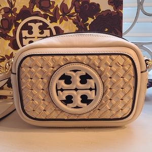 Tory Burch Perry Bombe straw woven mini bag